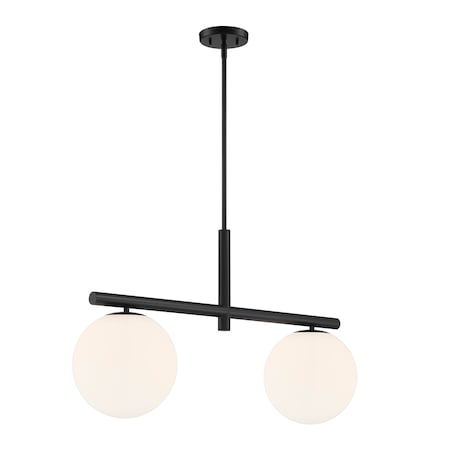 Designers Fountain Crown Heights 60 Watt 2 Light Matte Black Pendant with Etched Opal Glass Shade D252M-IS-MB